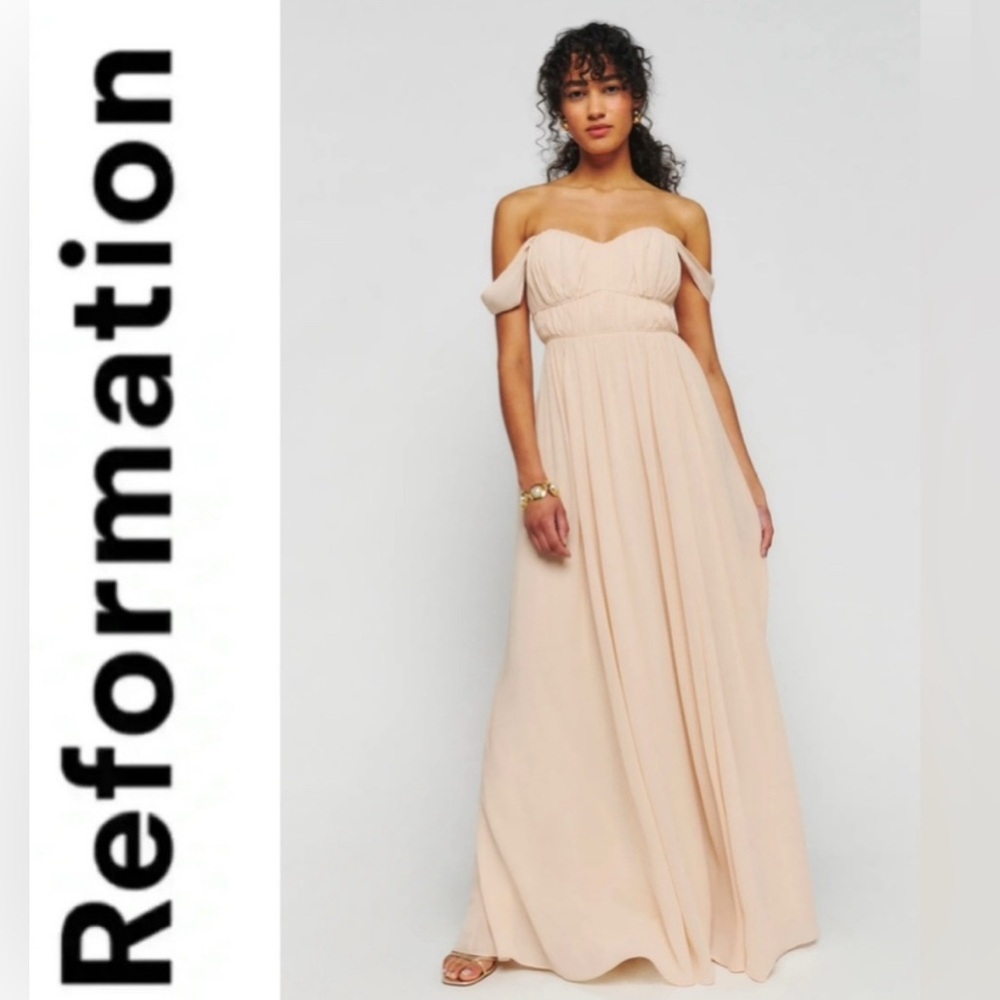 Reformation Jayde Cream Boho Cottagecore Flowy Maxi Dress Prosecco NWT